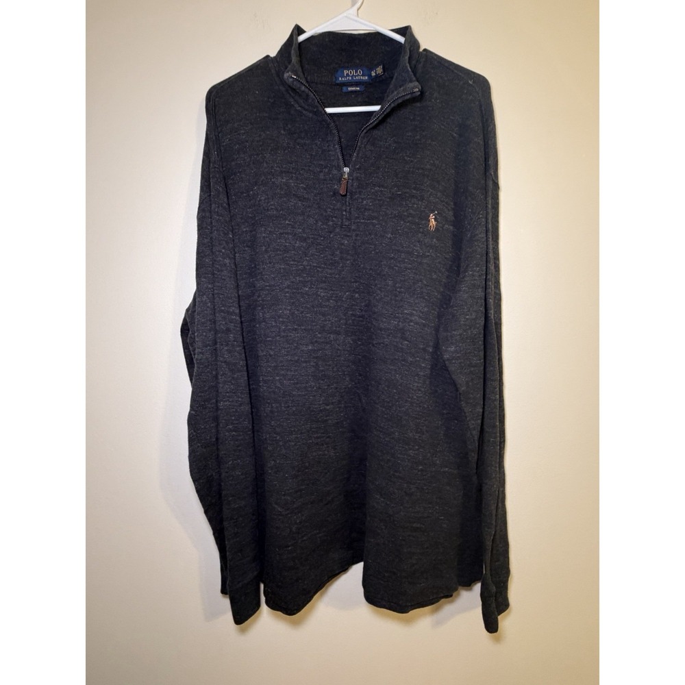 Polo Ralph Lauren Sweater XLT‎ Charcoal Estate Rib 1/4 Zip Pullover